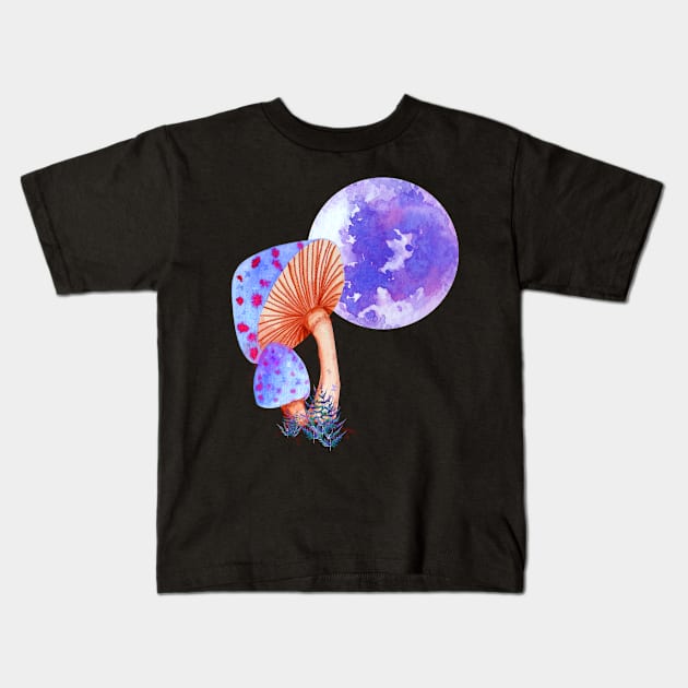 Mushroom Moon magic Kids T-Shirt by sharanarnoldart